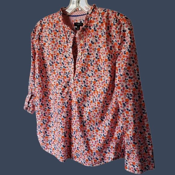 Talbots Floral Print Blouse Smocked peasant ruffle multicolor Size Small Petite - Picture 3 of 7